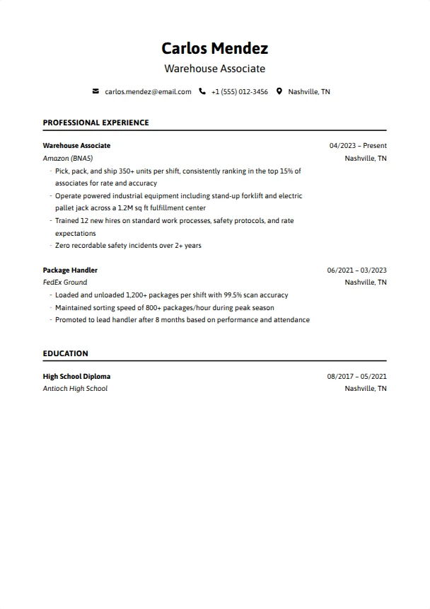 Amazon Resume Guide — Consultant template