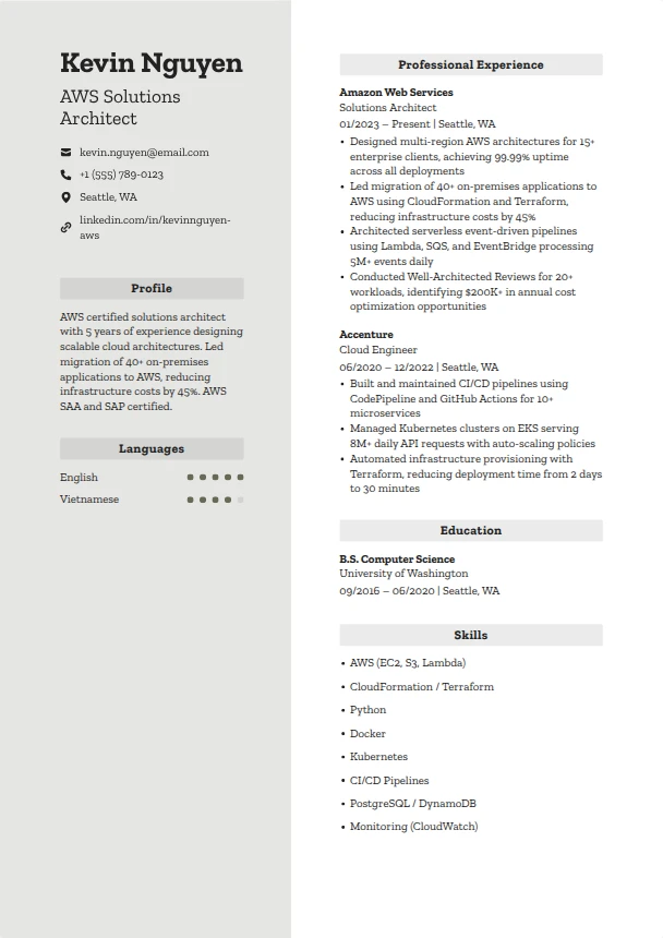 AWS Resume — Momentum template