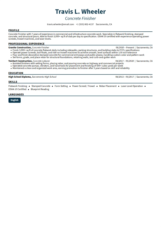 Concrete Resume — Streamline template