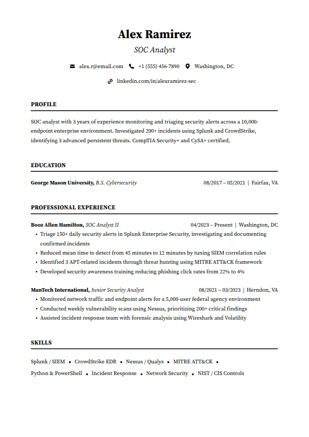 Cybersecurity Resume (No Experience) — Foundation template