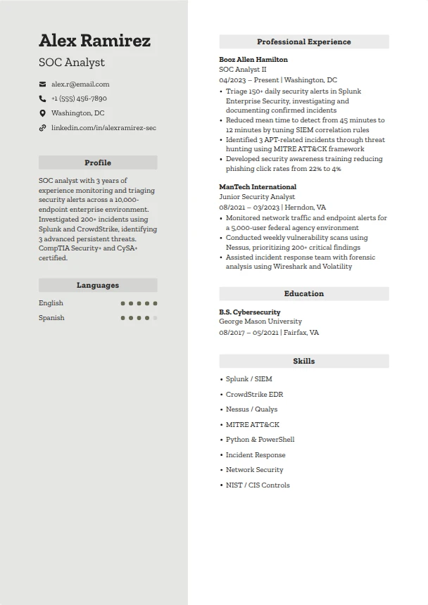 Cybersecurity Resume (No Experience) — Momentum template