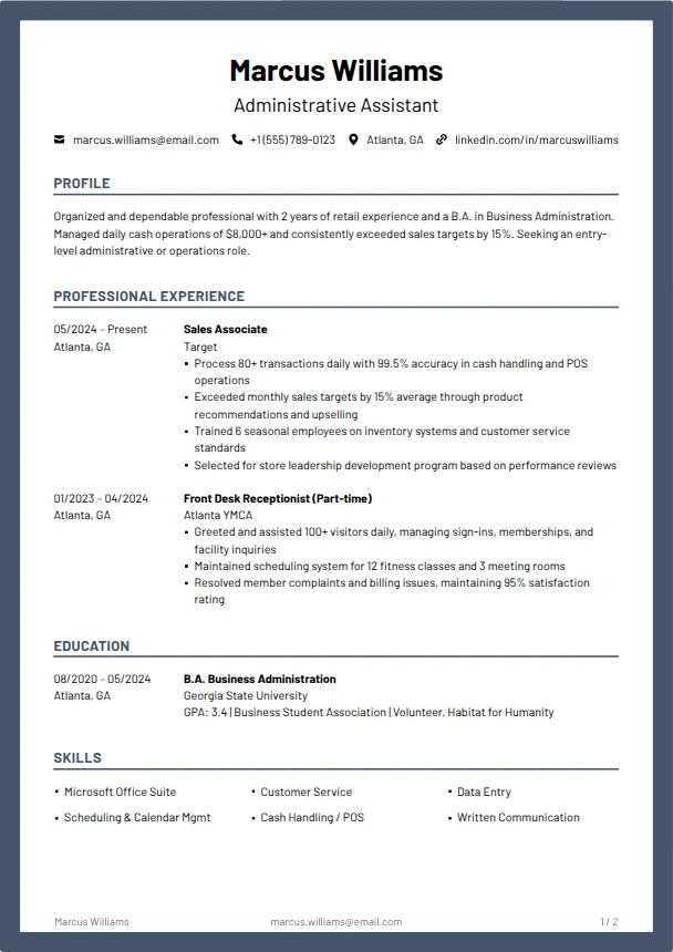 First Resume — Keystone template