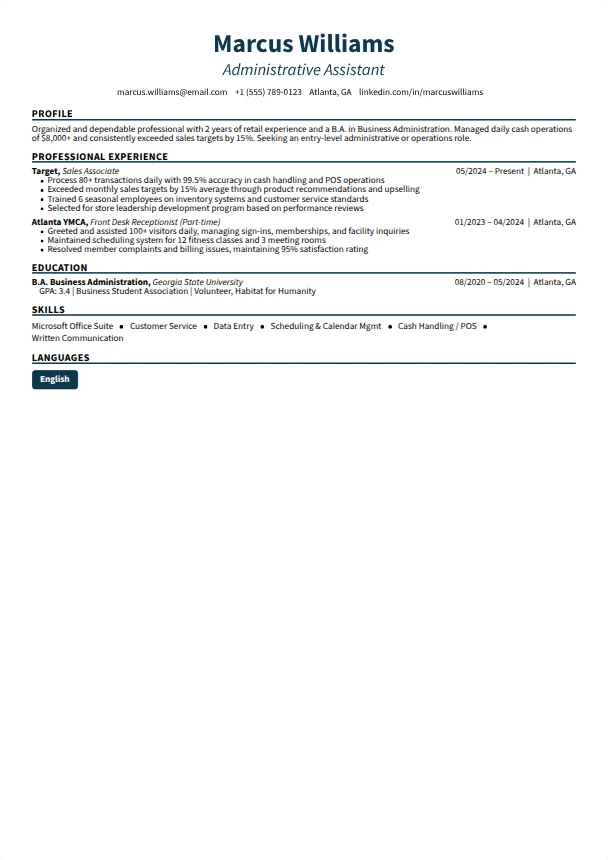 First Resume — Streamline template