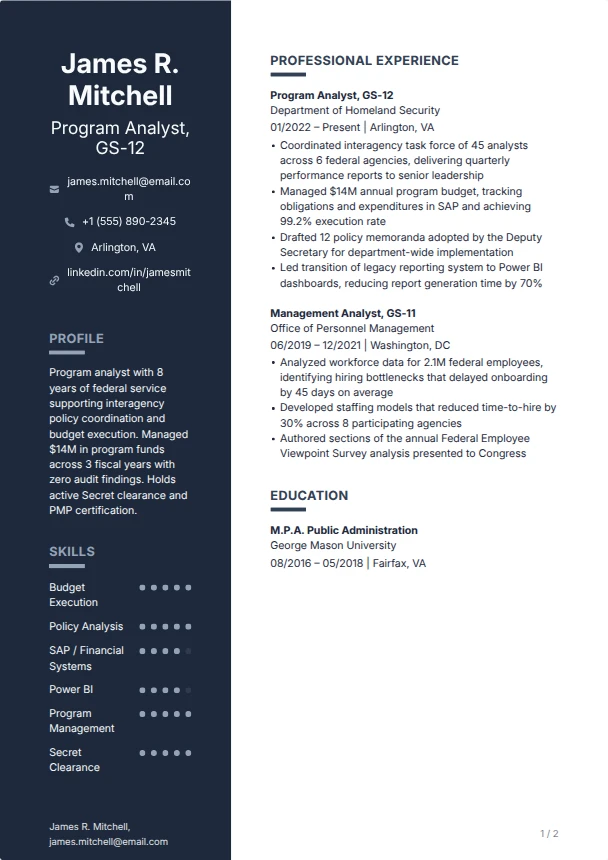 Federal Resume — Anchor template