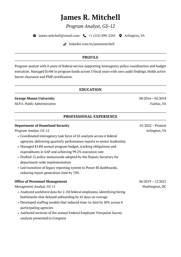 Federal Resume — Boardroom template