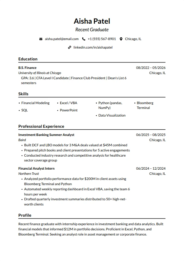 Graduate Resume Examples — Ivy League template