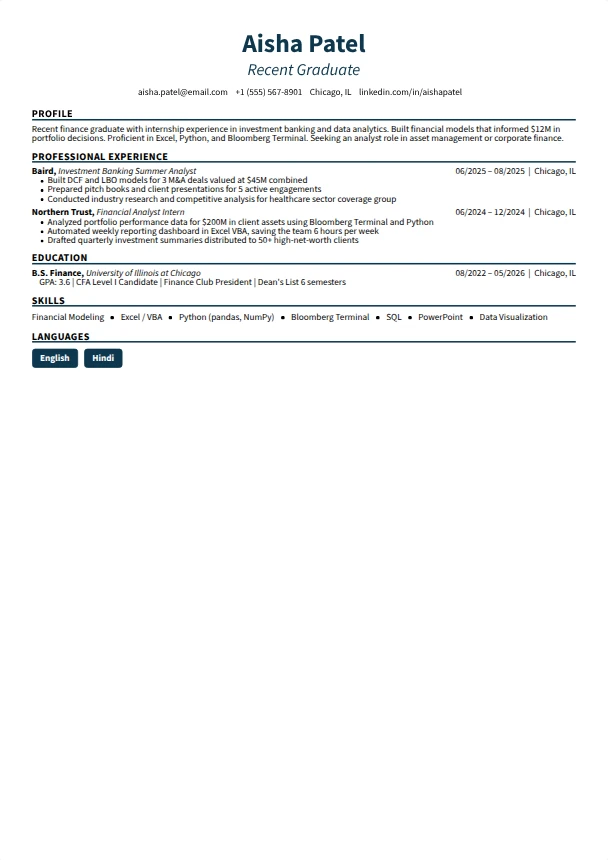 Graduate Resume Examples — Streamline template