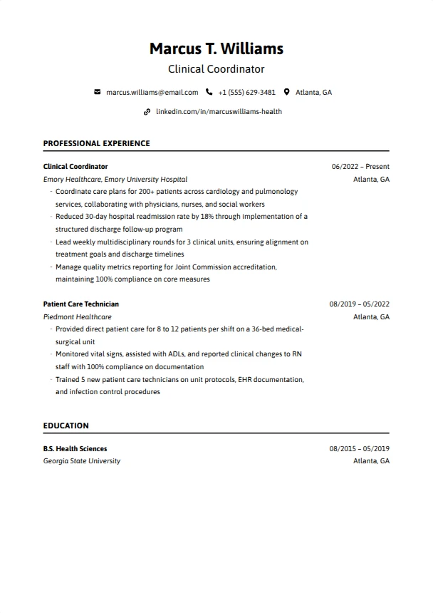 Healthcare Resume — Consultant template