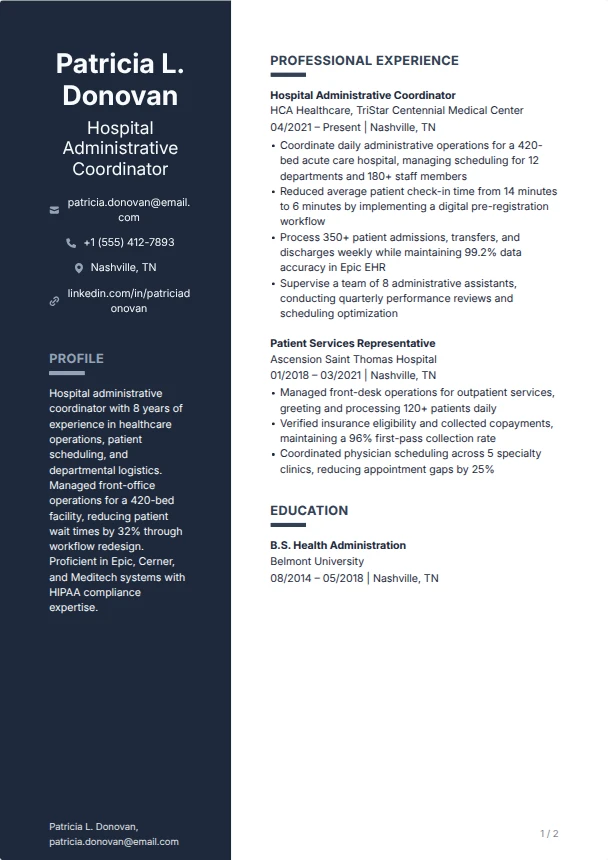 Hospital Resume (No Experience) — Anchor template