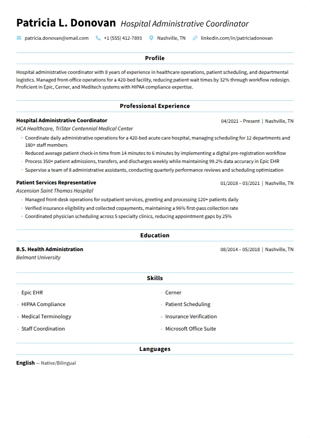 Hospital Resume (No Experience) — Tranquil template