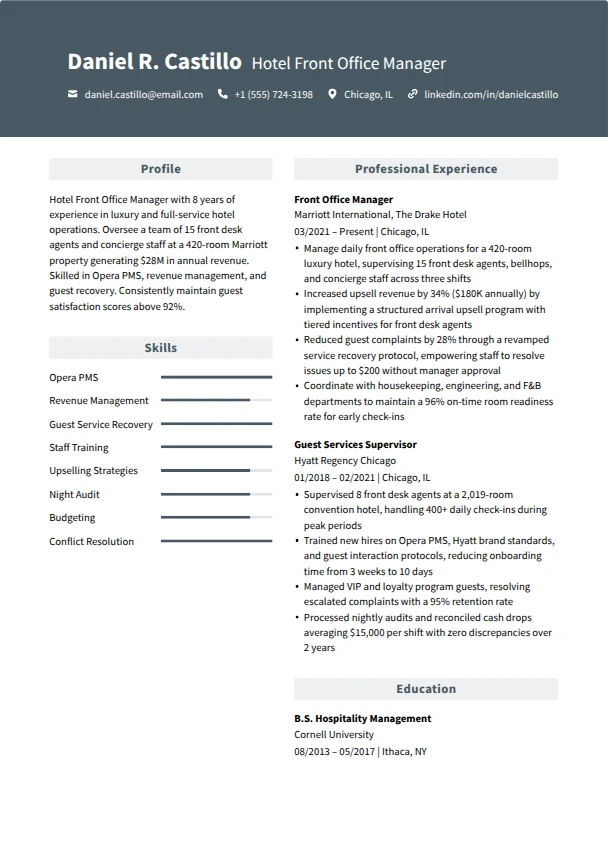 Hotel Resume Guide — Alpine template