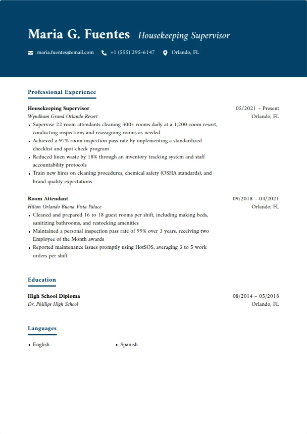 Housekeeping Resume Guide — Cobalt template