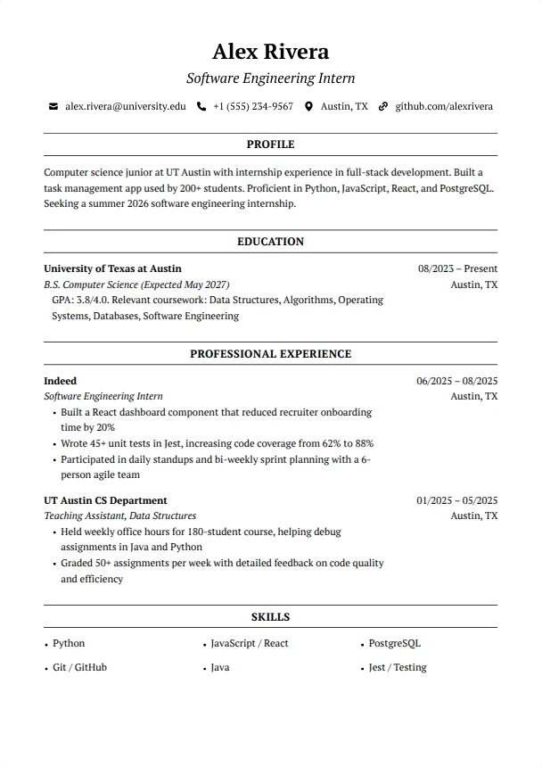 Intern Resume Examples — Boardroom template