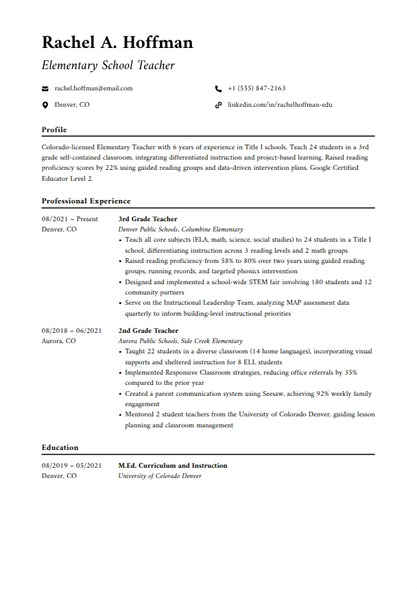 Teacher Resume (No Experience) — Director template
