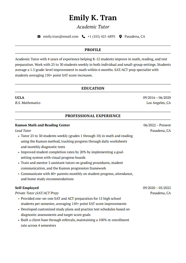 Tutor Resume Guide — Boardroom template